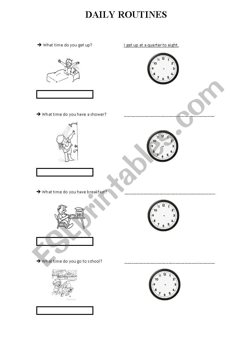 daily routines worksheet