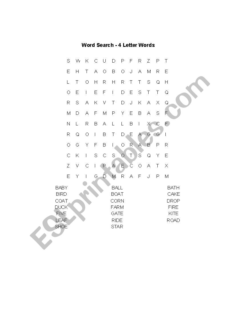 Word Search worksheet