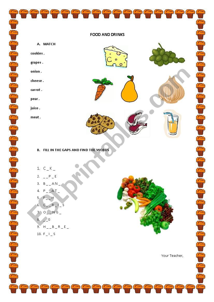 food and drinks worksheet