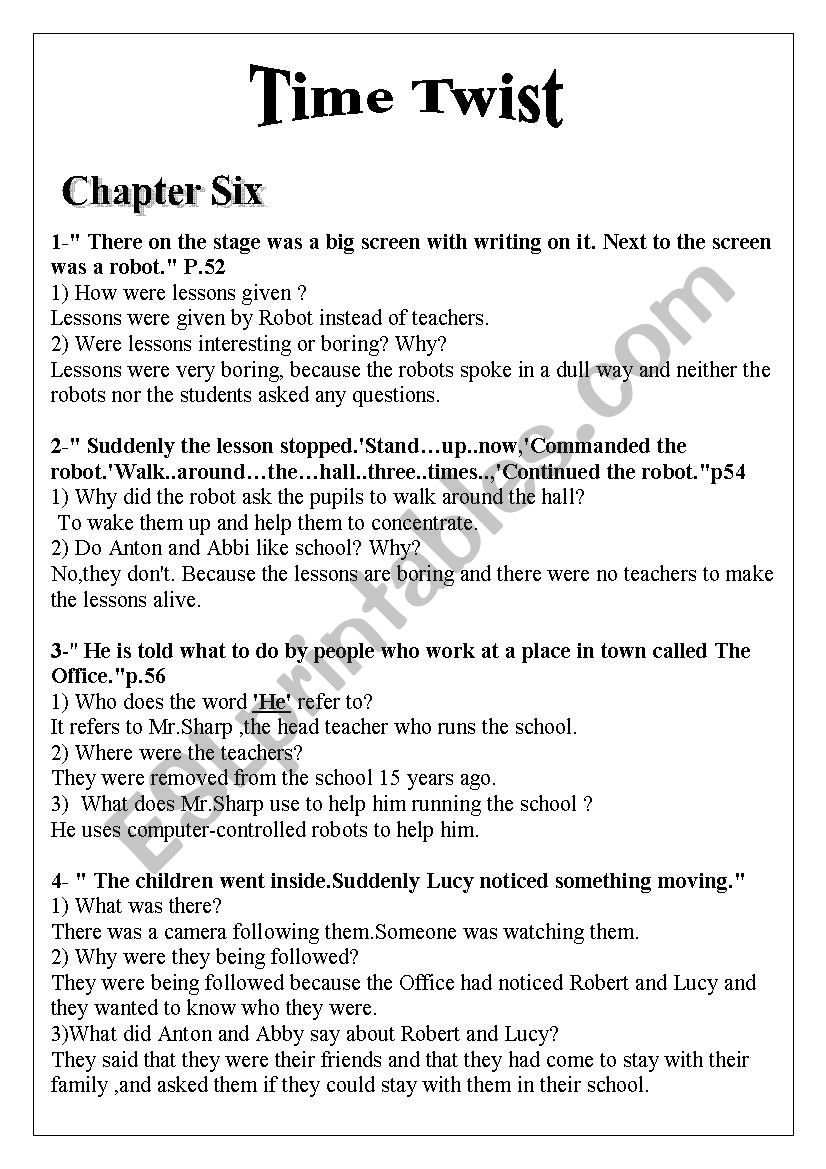 TIME TWIST worksheet