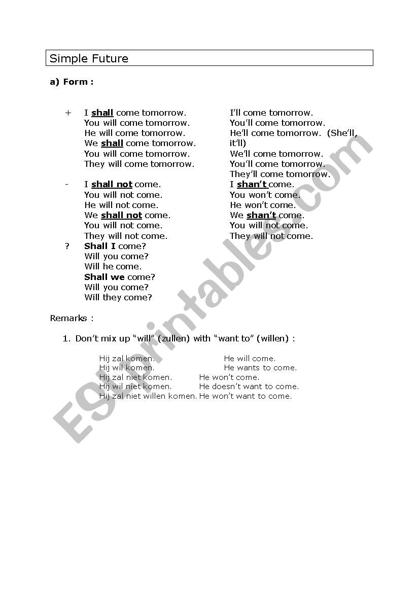 Simple Future worksheet