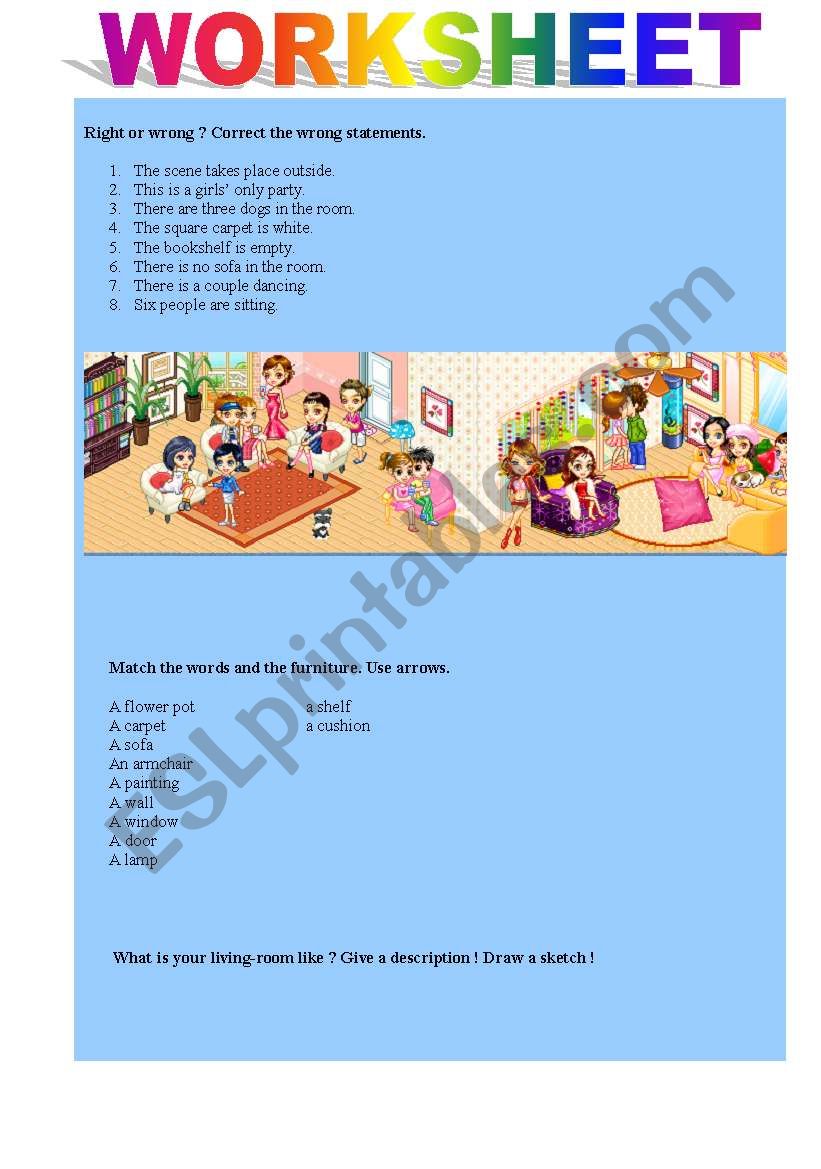 girlsÂ´ party worksheet