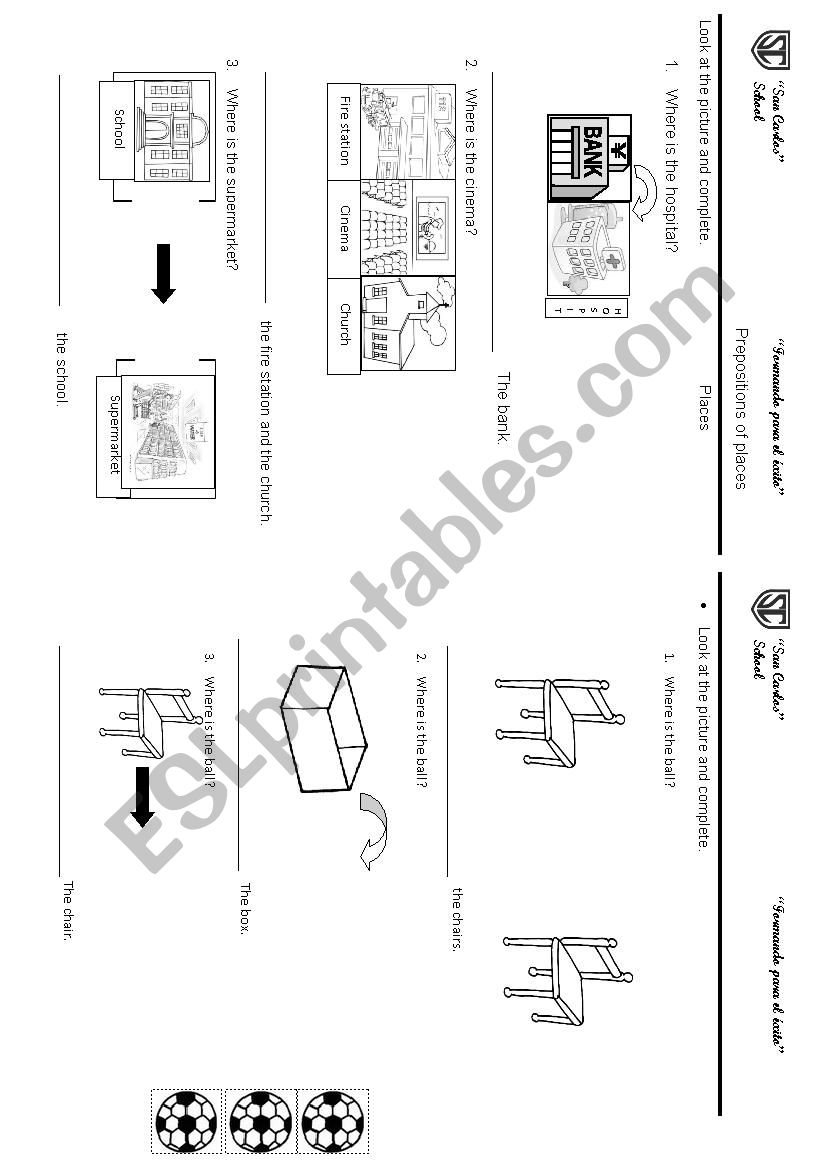 Prepositions of place worksheet