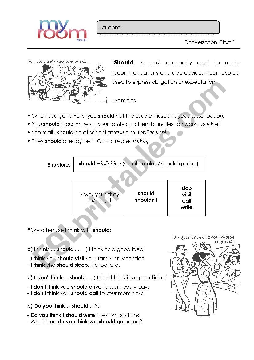 Conversation Class - Advices - Should