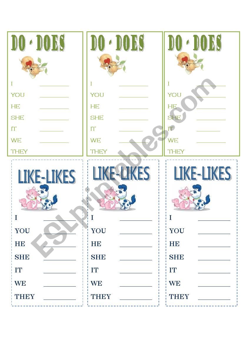 do-does, like-likes, to be, to have bookmarks!!