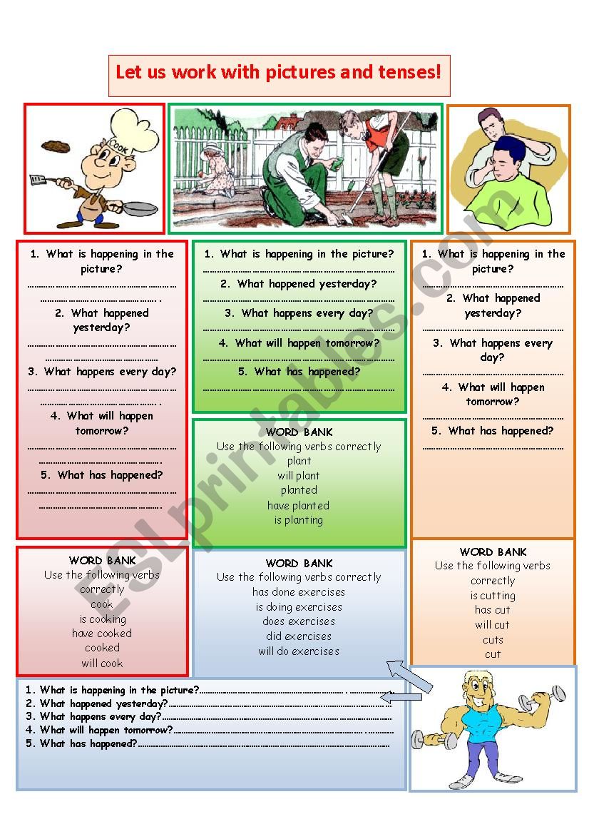 Pictures+Tenses. worksheet