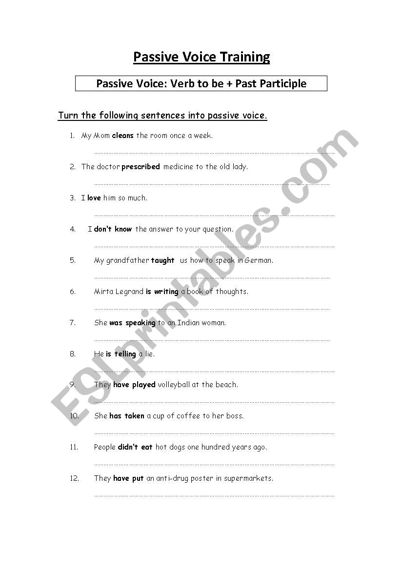 Worksheet: Passive - Active voice