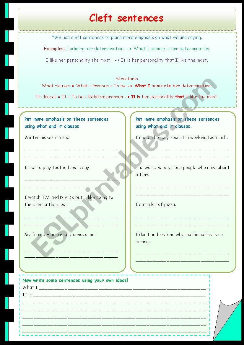 Cleft Sentences worksheet