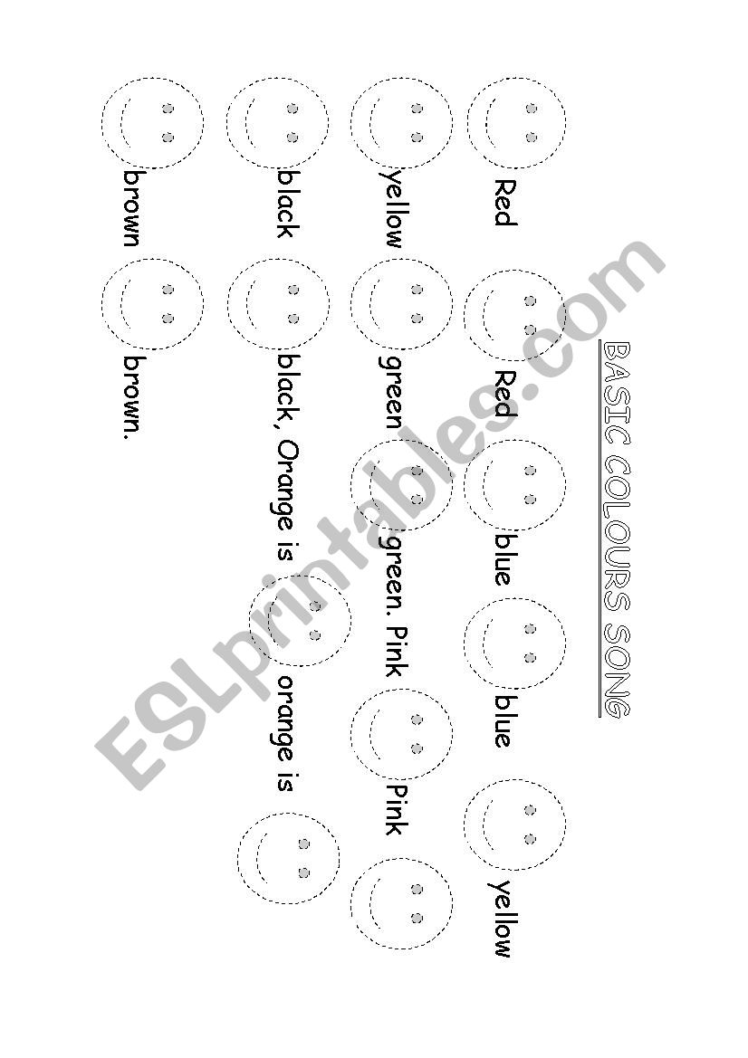 basics colours song worksheet