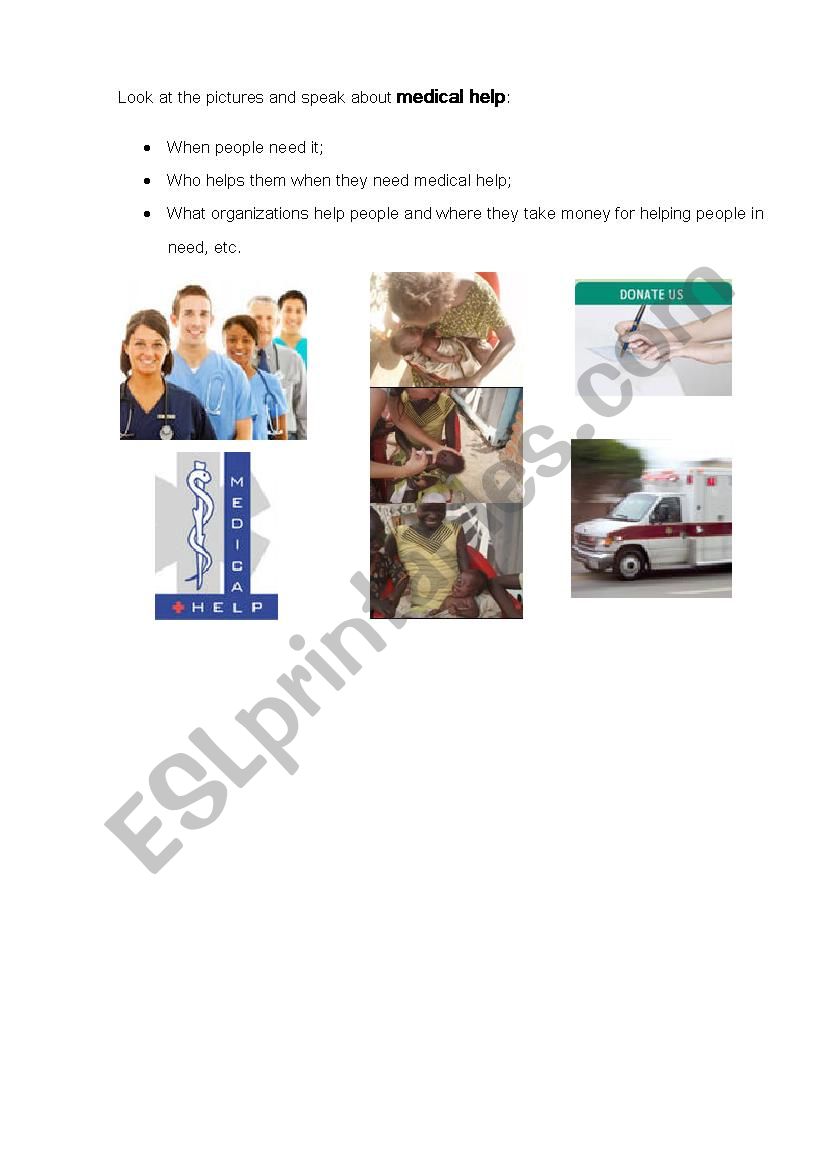 Medical help worksheet