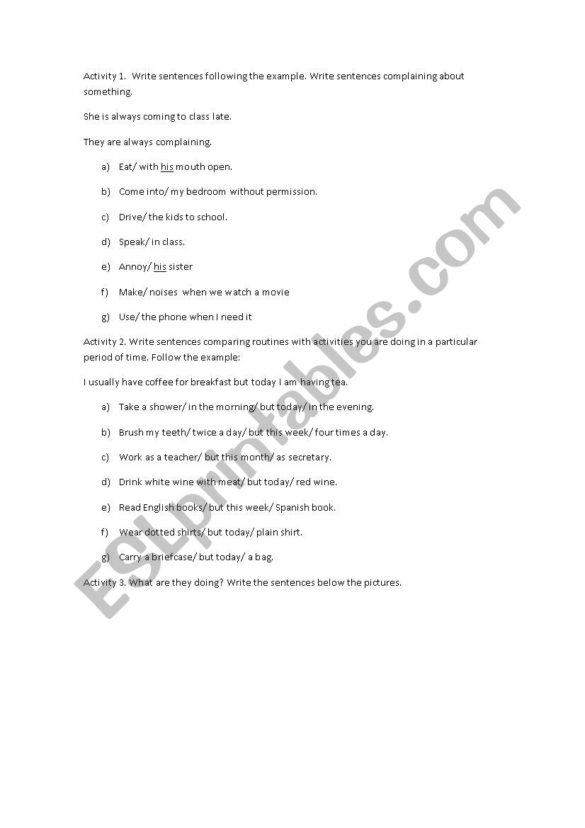 Present Continuous worksheet