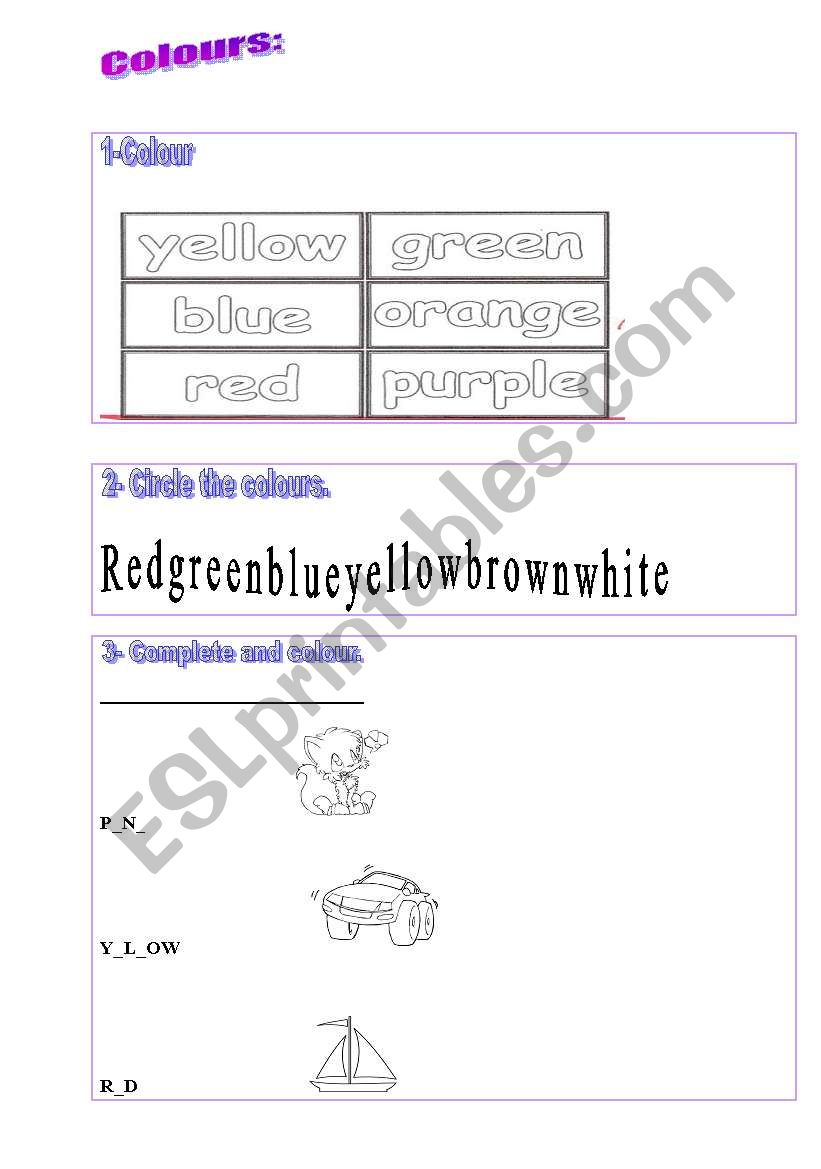 Colours  worksheet