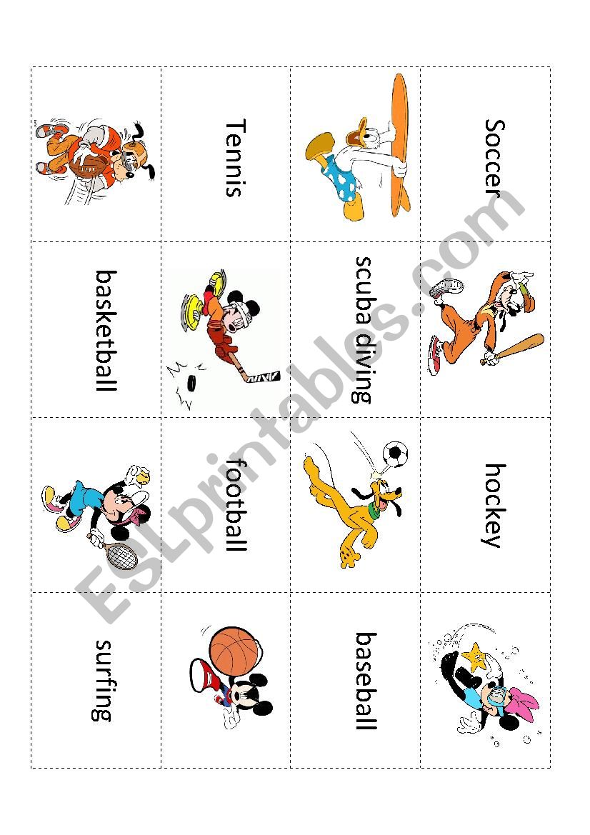Disney Sports Memory Game worksheet