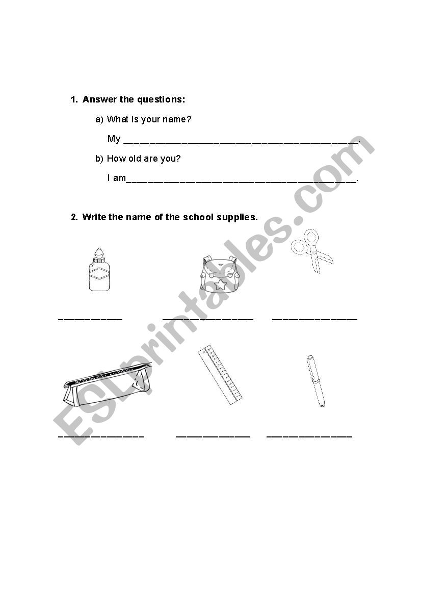 test worksheet