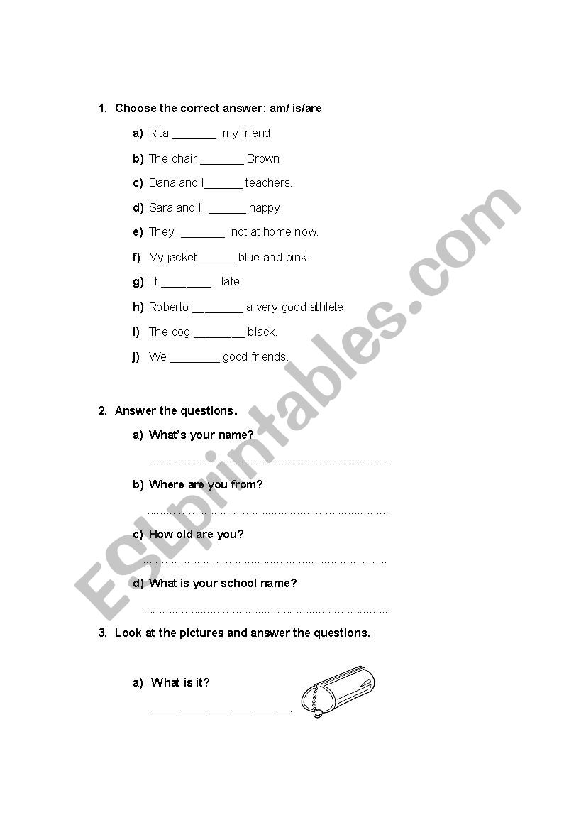 test worksheet