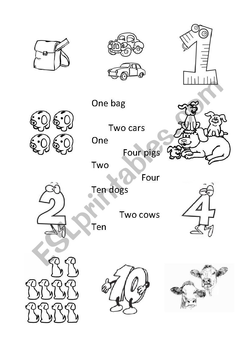 Match phrase or word with proper picture (numbers) -2 