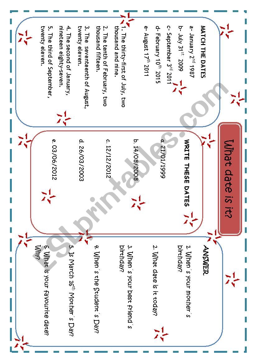 DATES REVISION worksheet