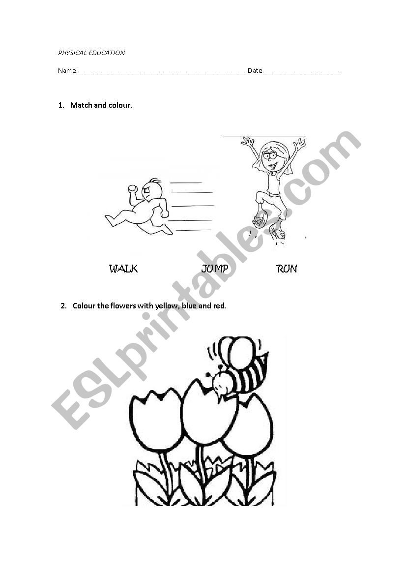 PE worksheet (run, jump, walk)