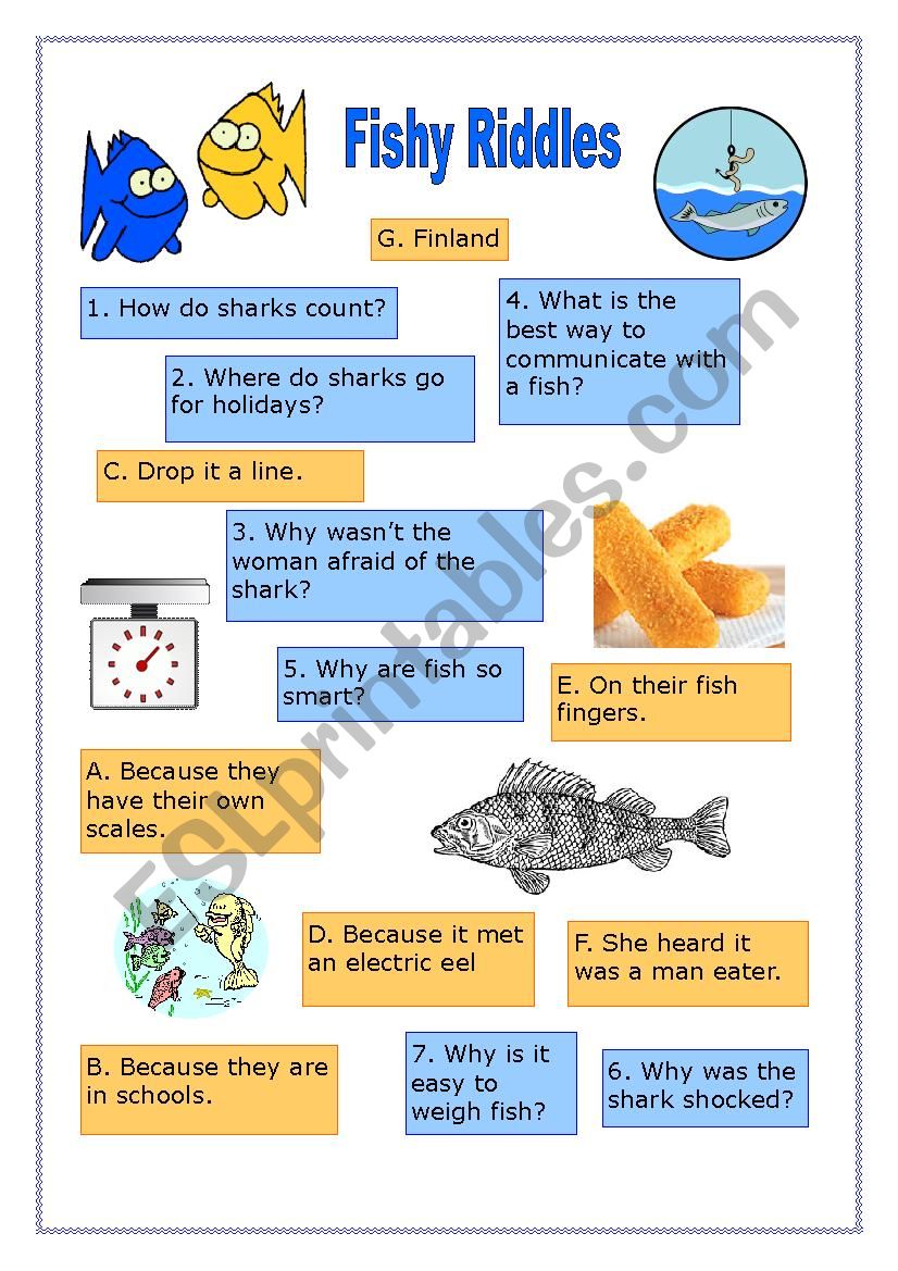 Fishy Riddles worksheet