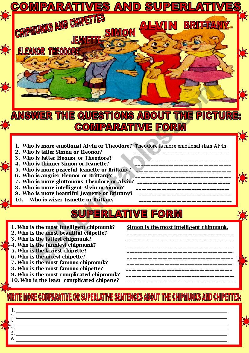 COMPARATIVES AND SUPERLATIVES worksheet