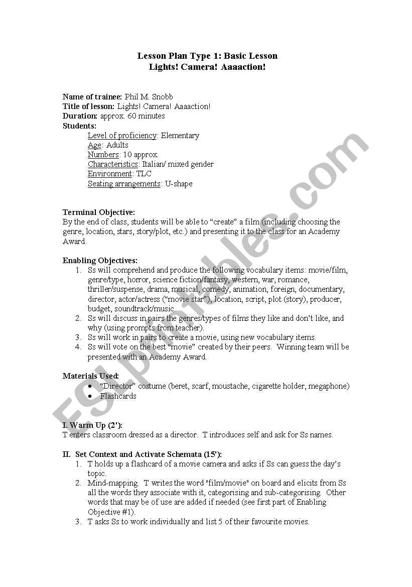 films worksheet