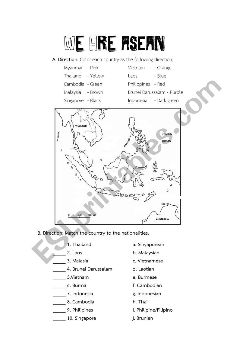 ASEAN Nationalities worksheet