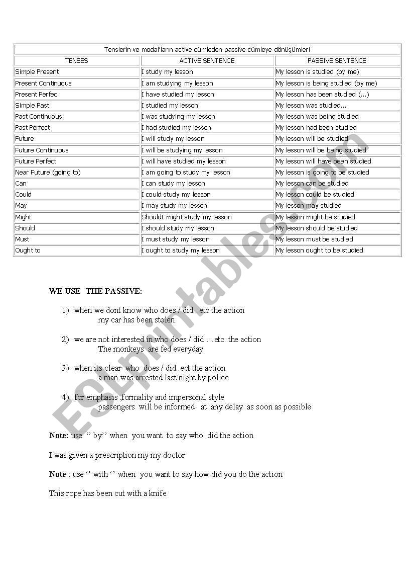 passive voice worksheet