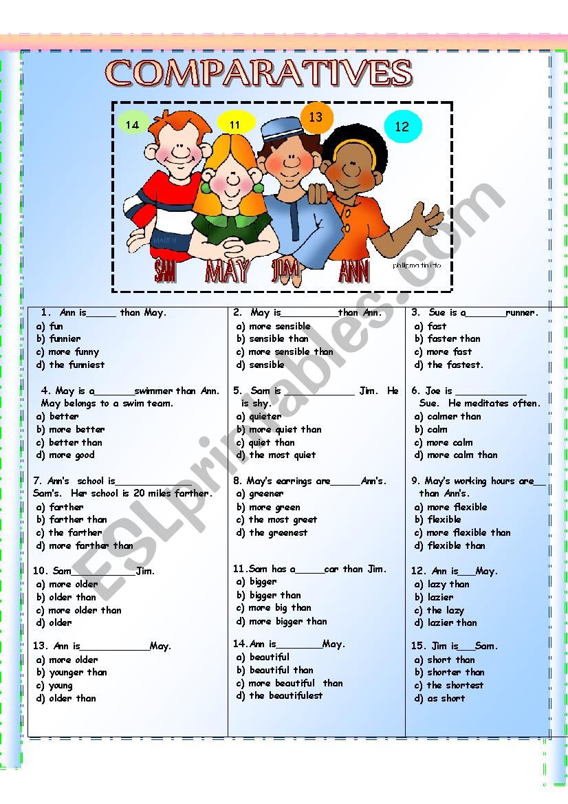 COMPARATIVES worksheet