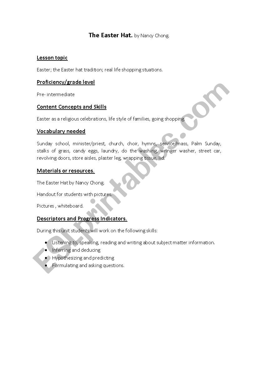 Story reading worksheet