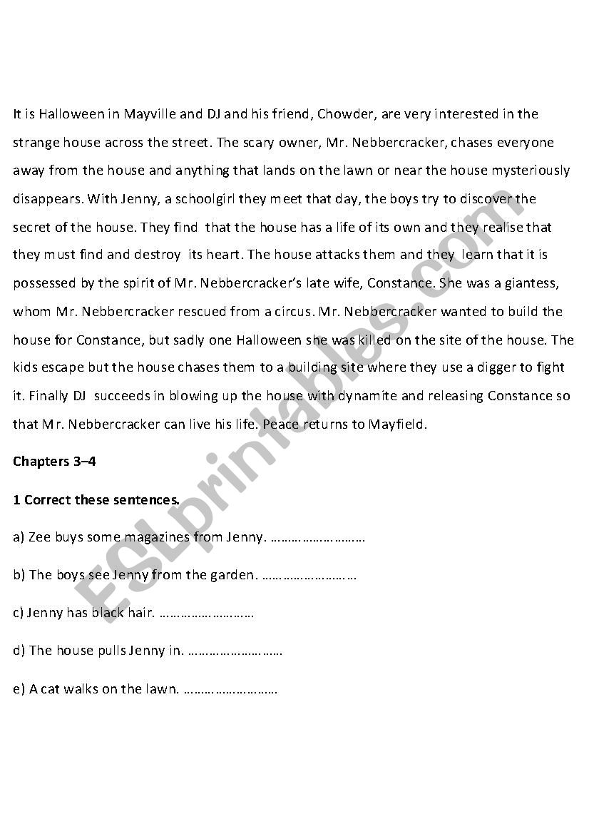 monster house worksheet