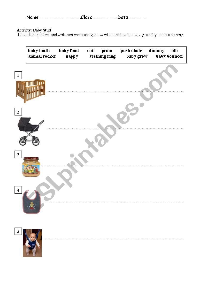 Baby Stuff worksheet