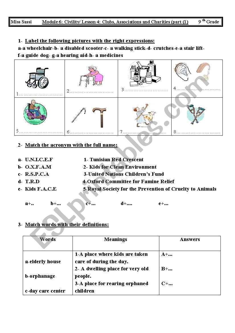 LESSON4/ CLUBS ASSOCIATION AND CHARITIES