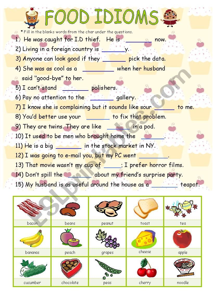 FOOD Idioms worksheet