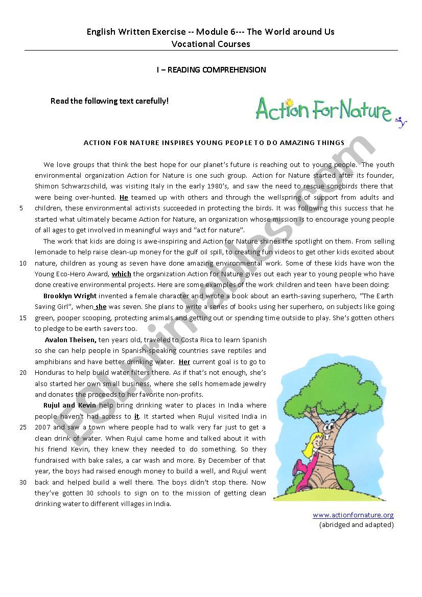 Eco-heroes worksheet