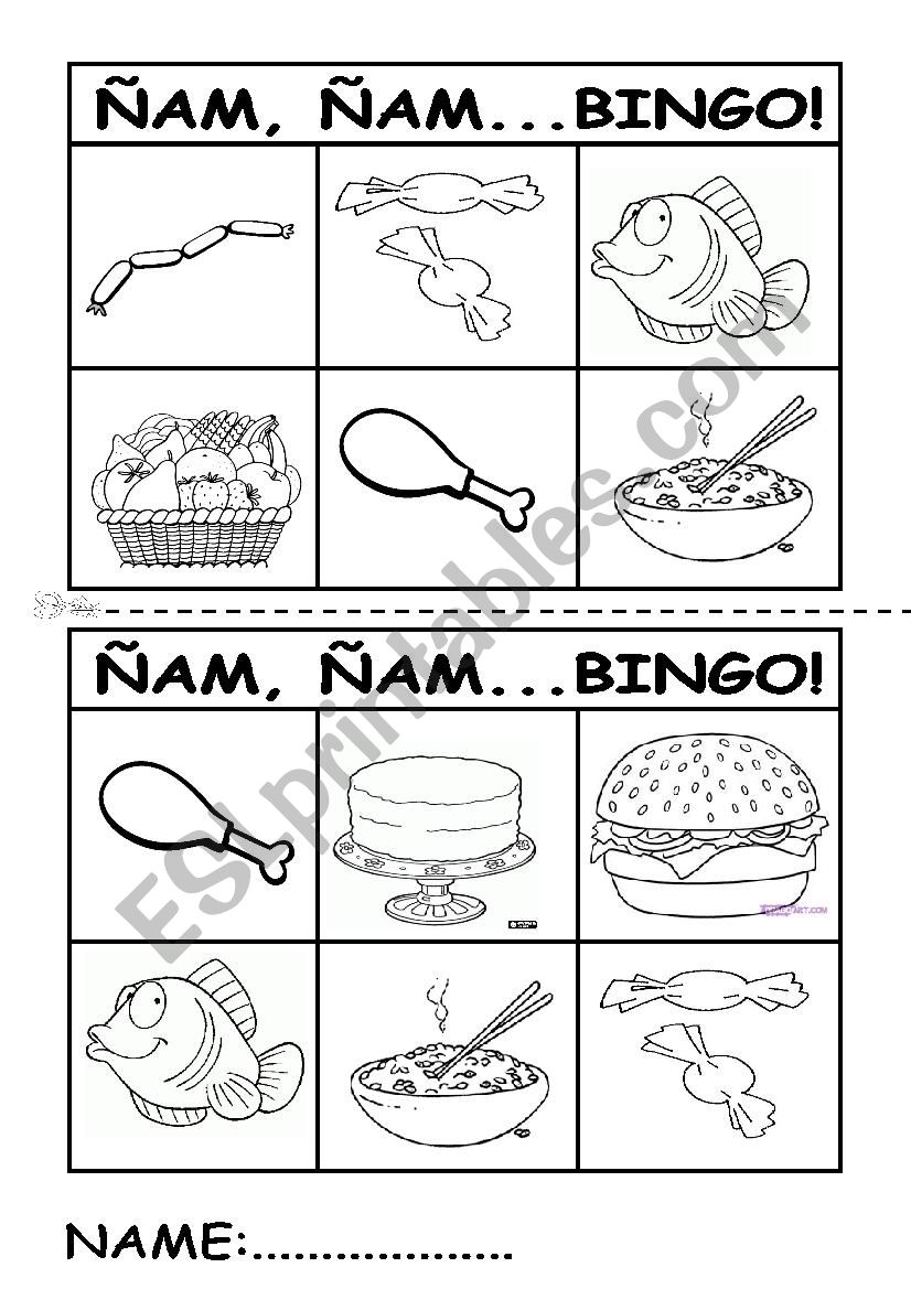 Food Bingo worksheet