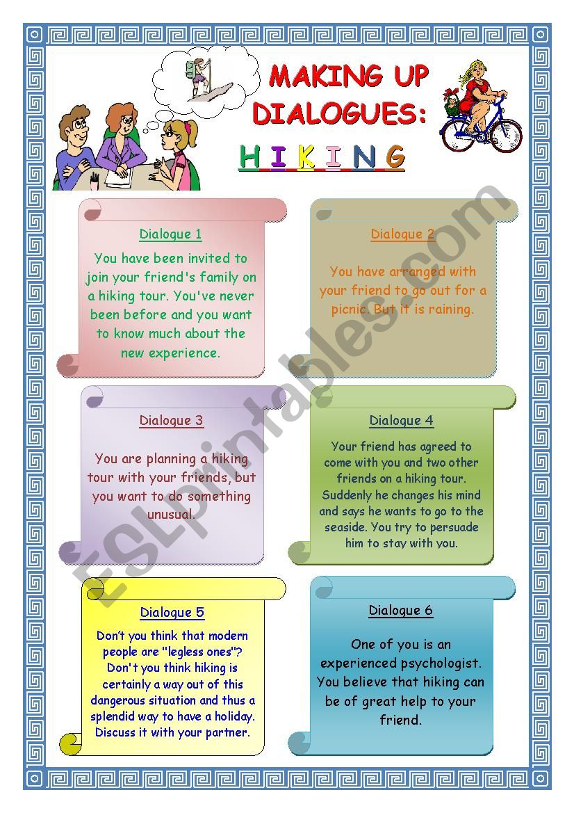 Making up Dialogues: Hiking worksheet