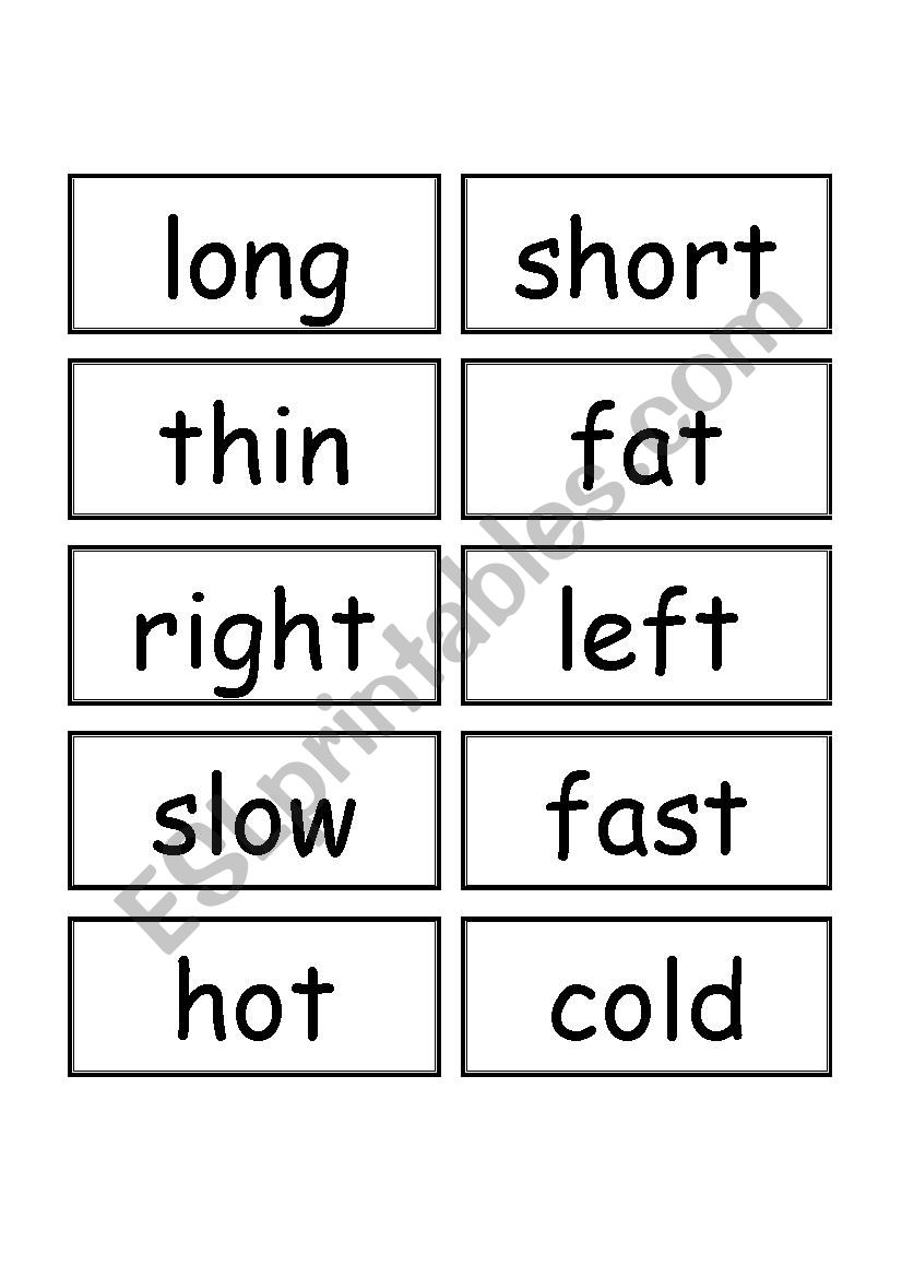 Opposites Memory game worksheet