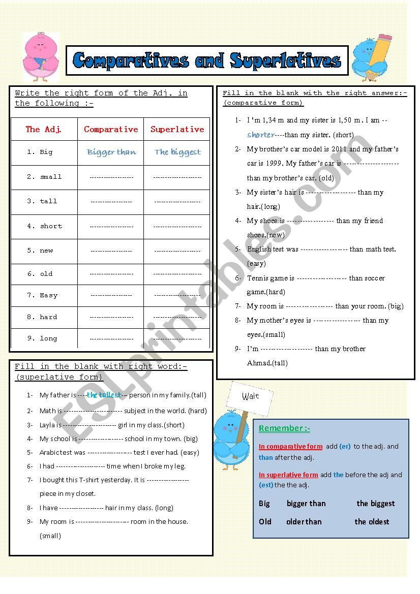 comparative and superlative (one syllable adjectives)