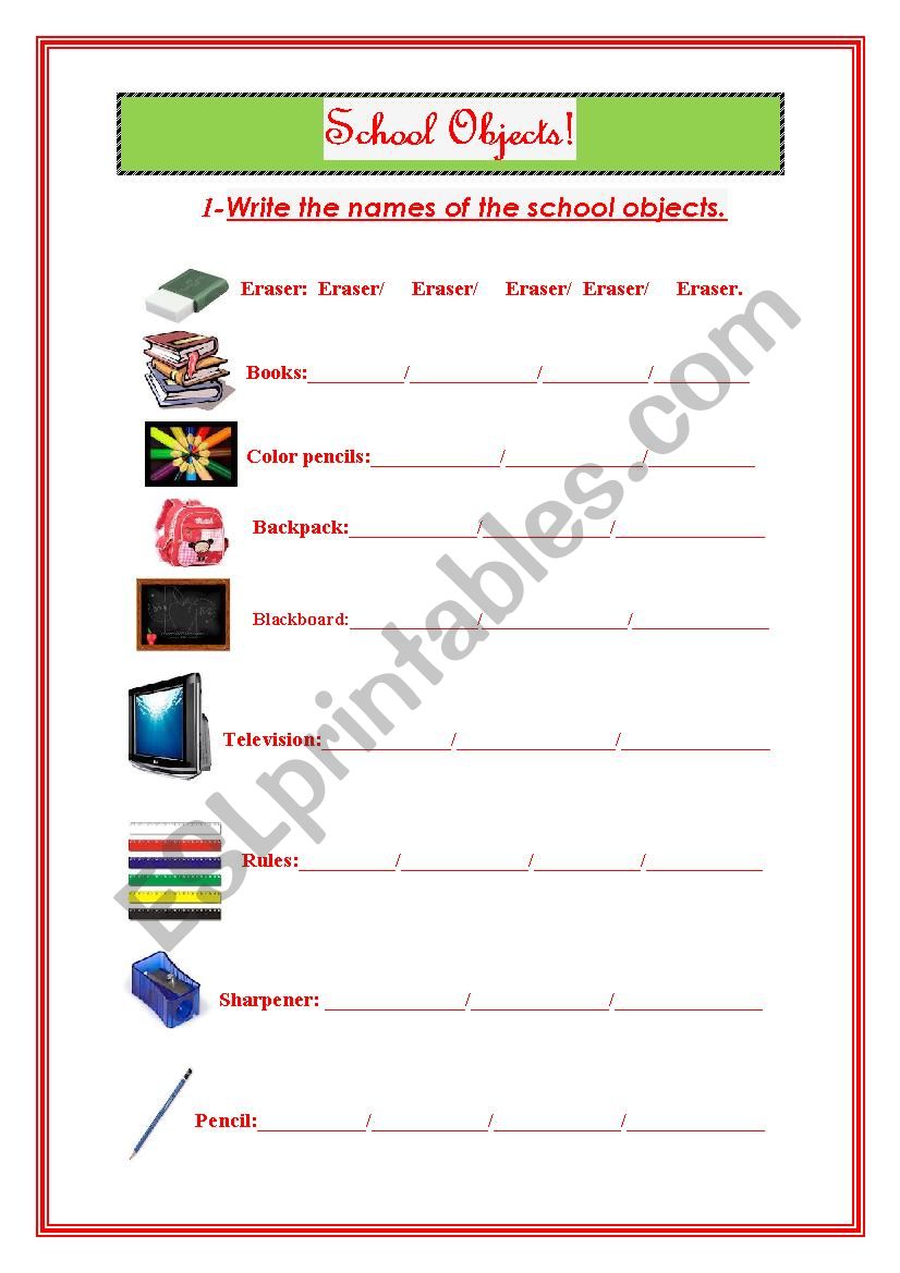 School Objects!  worksheet