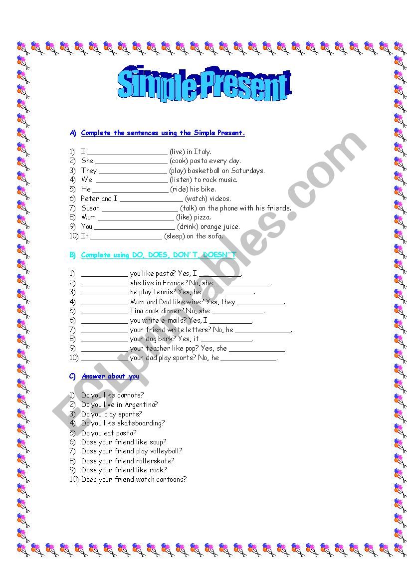 Simple Present worksheet