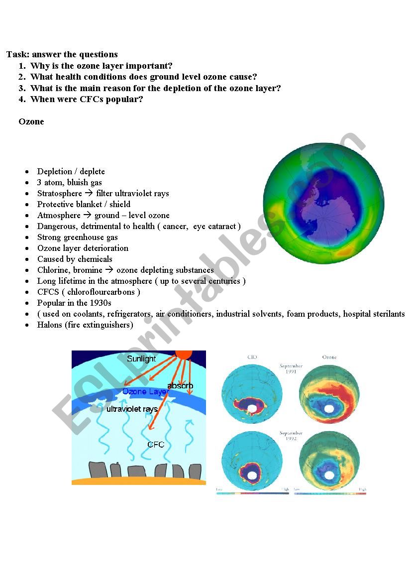 ozone layer worksheet