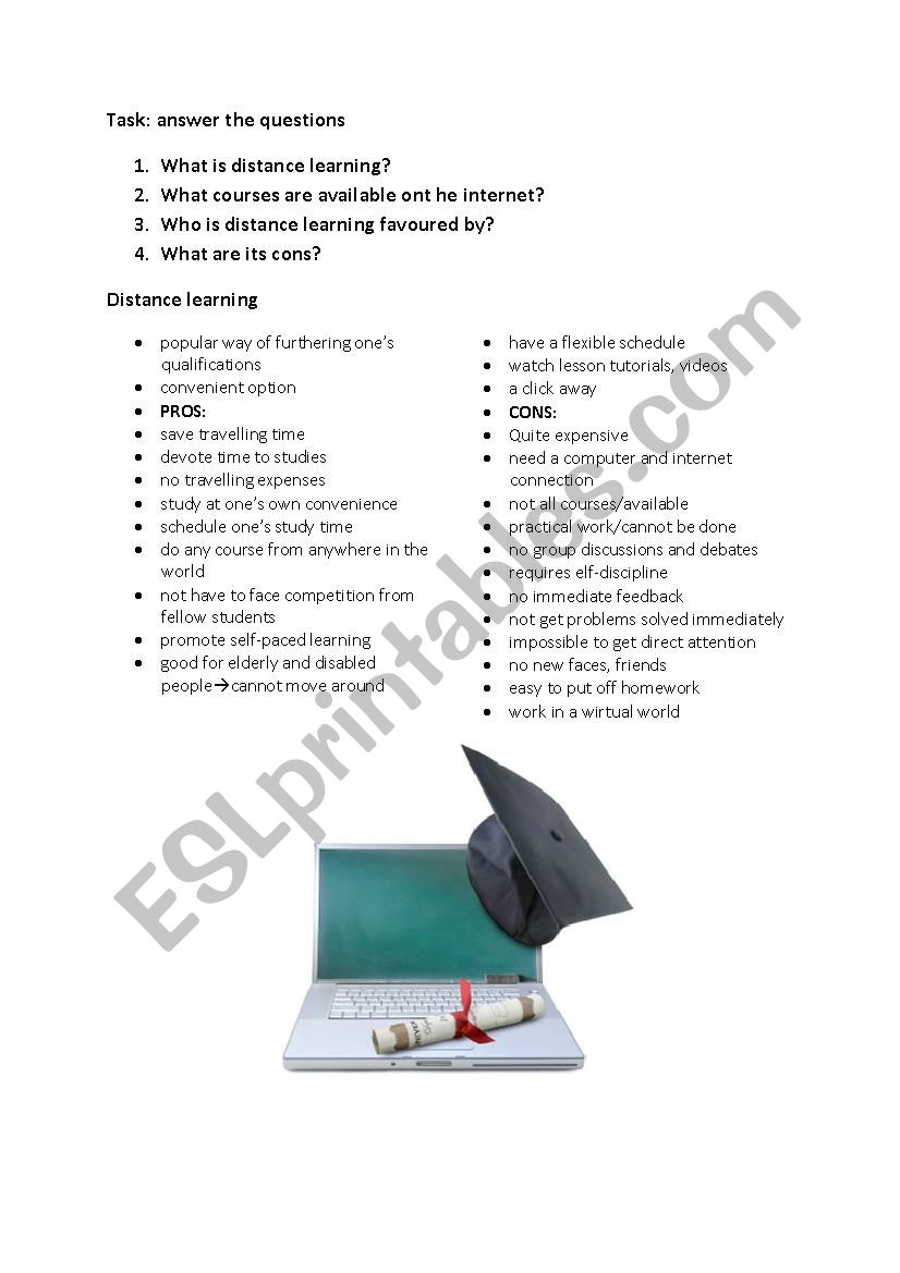 distance learning worksheet