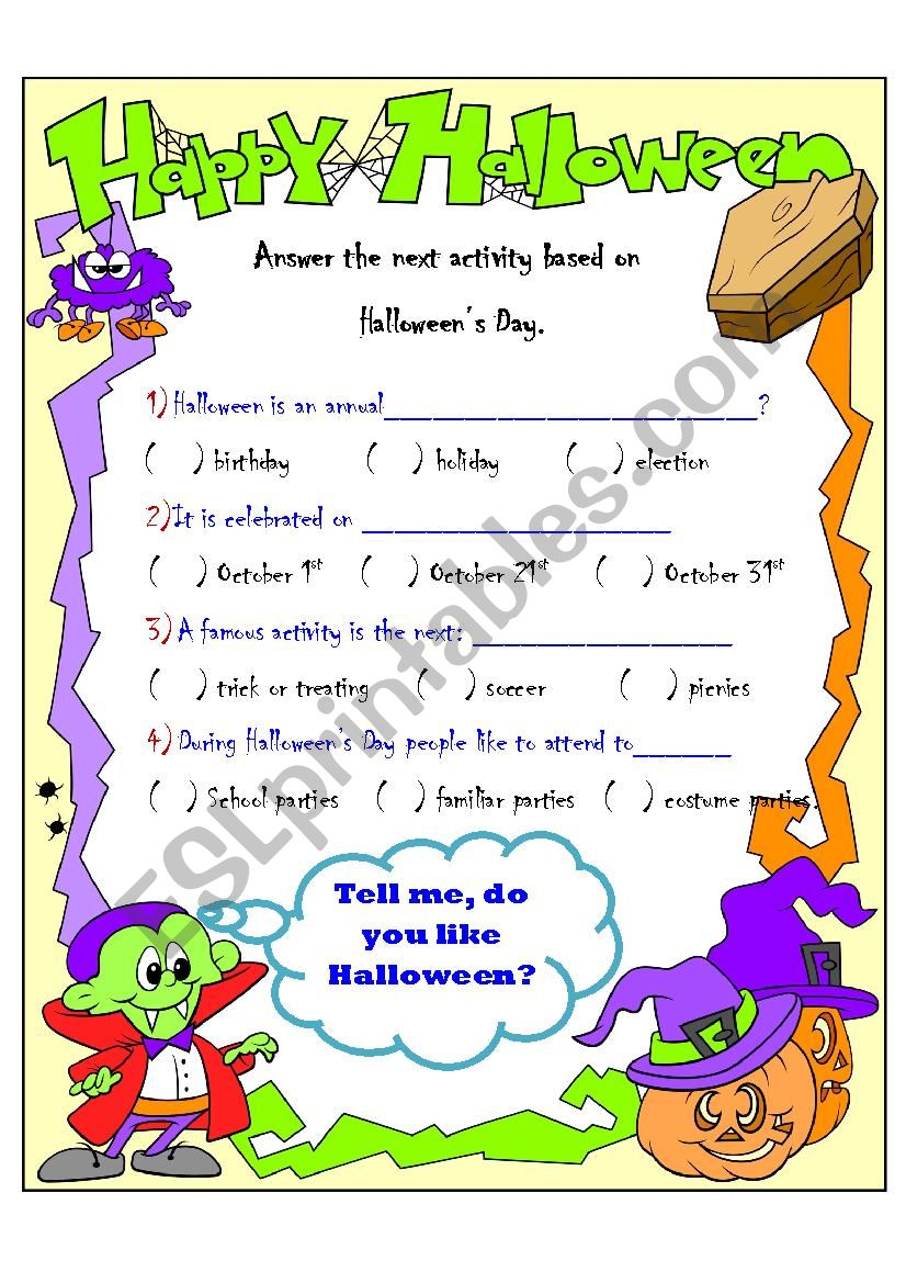 Happy Halloweens Day worksheet