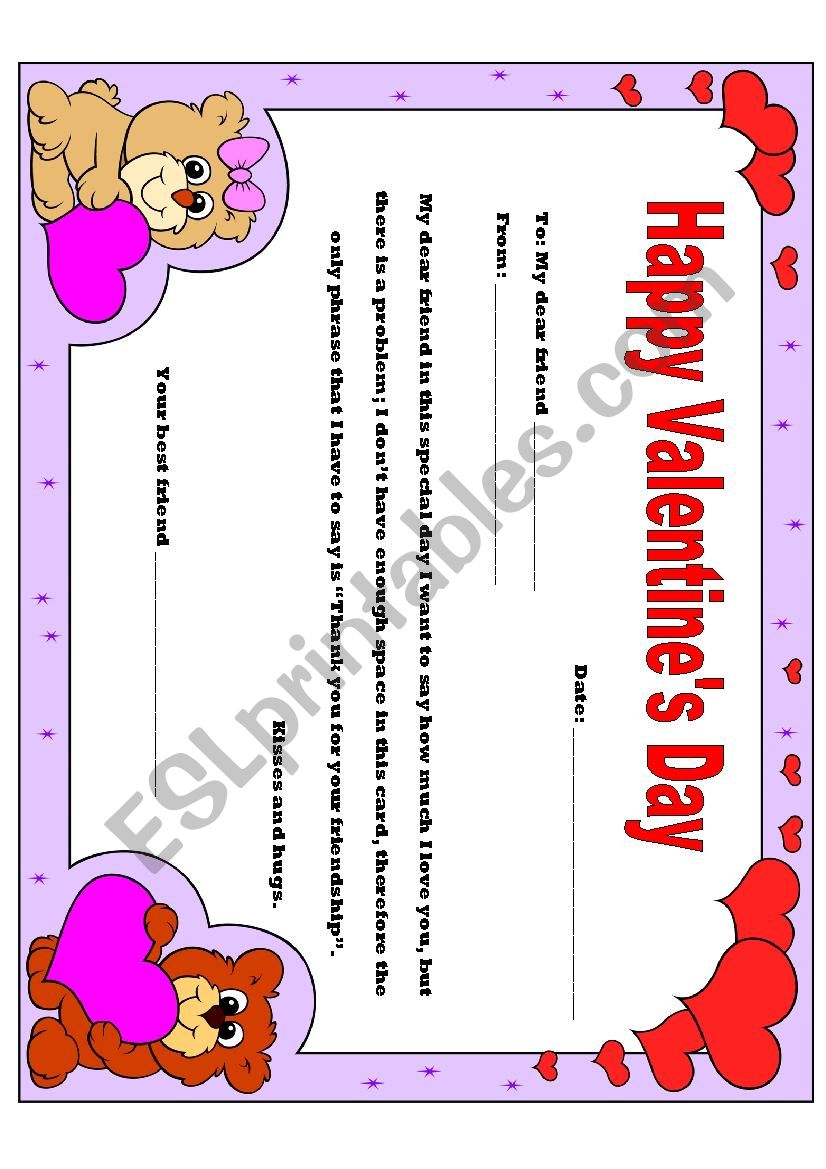 Happy ValentineÂ´s Day worksheet