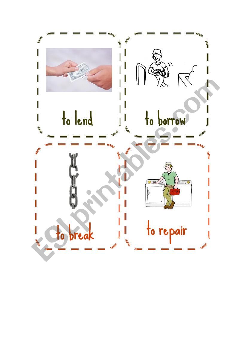 Opposite Verbs Card Game worksheet