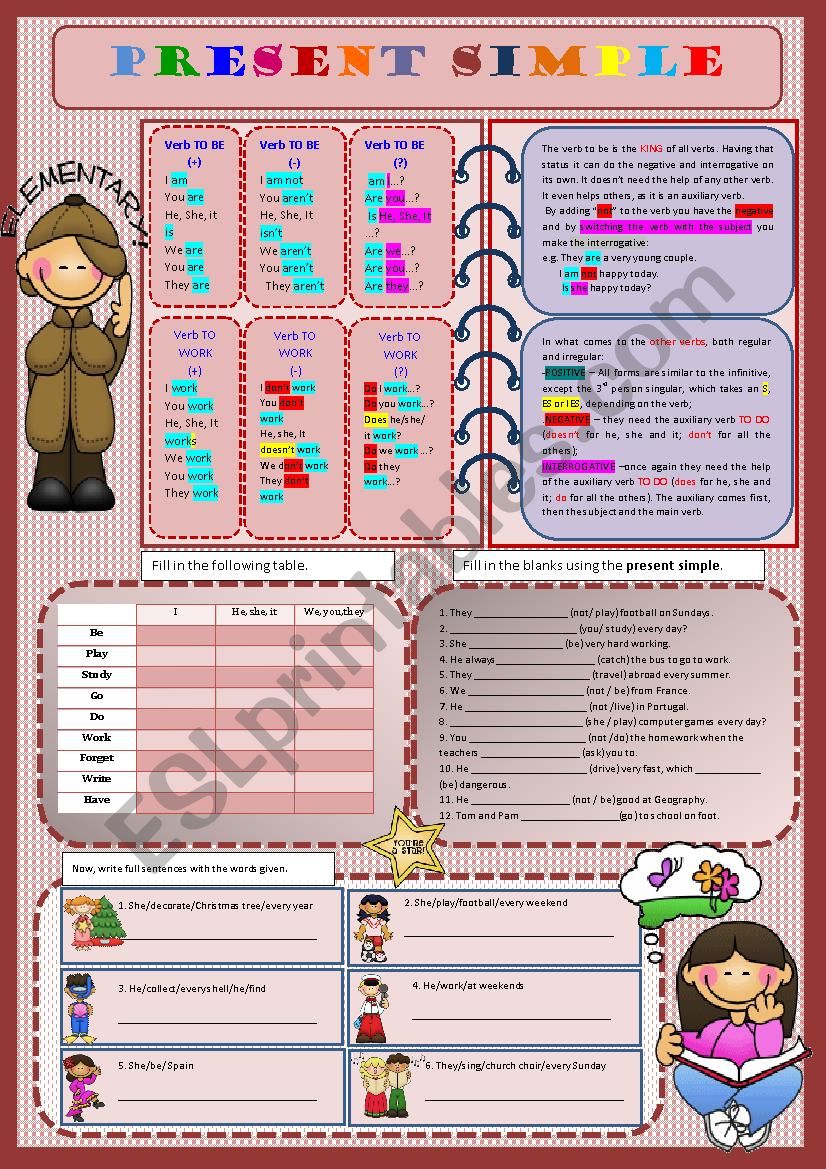 Present simple worksheet