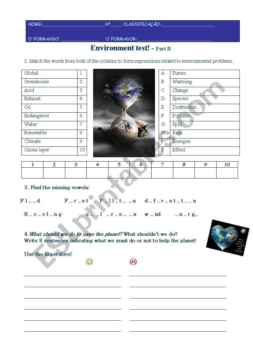 Test on environmental vicabulary