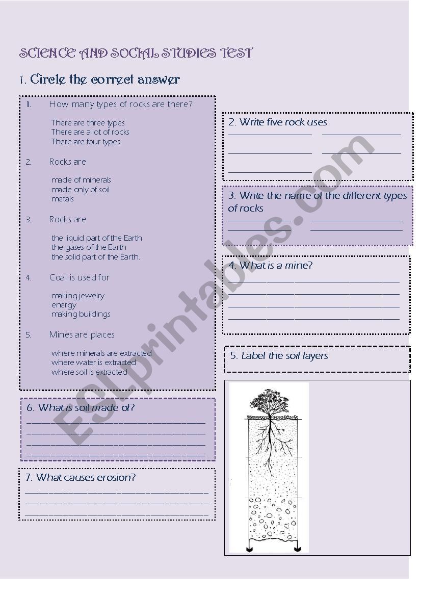 soils and rocks test worksheet