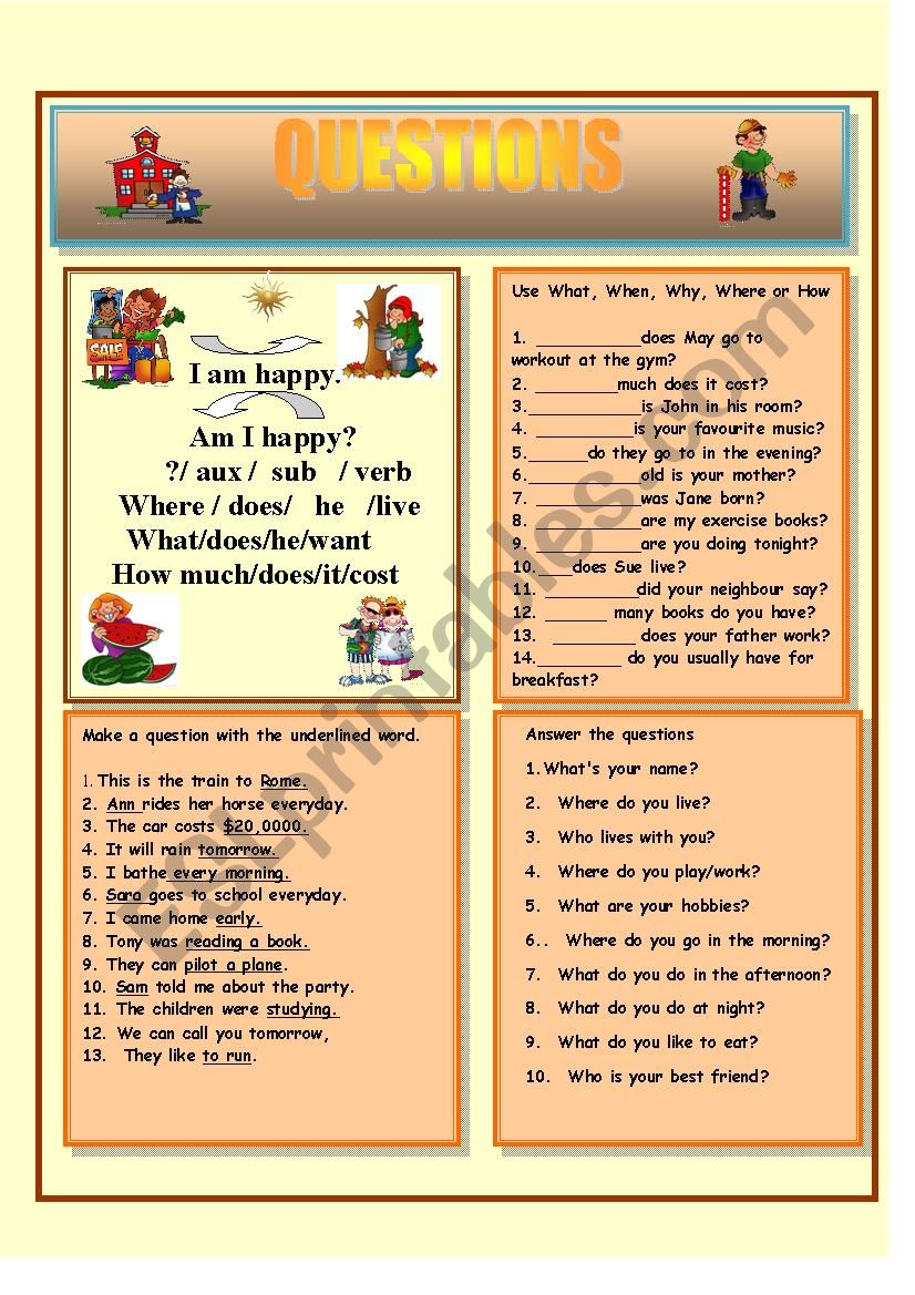 QUESTIONS worksheet