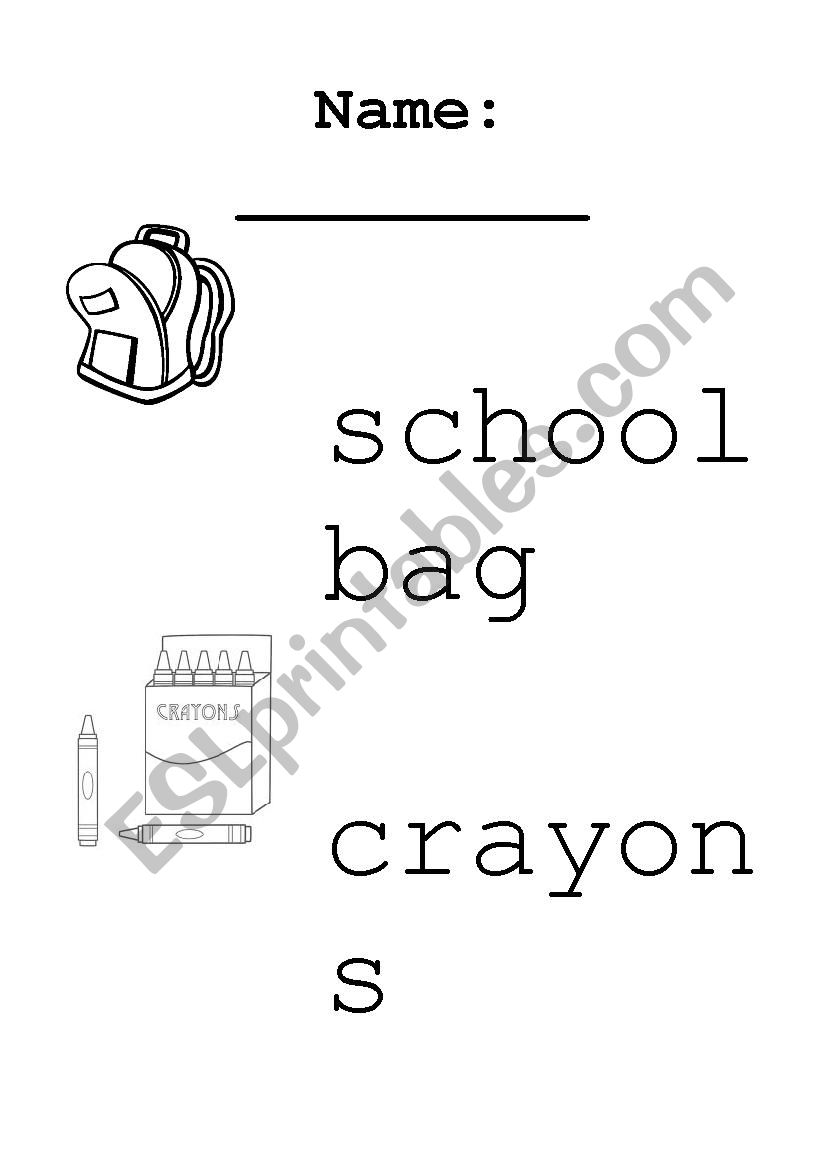 School Vocab worksheet